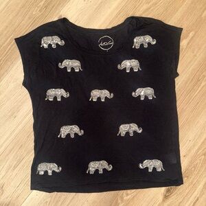INC International Concepts Black Elephant Print Top